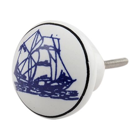 Blue Yatch Ceramic Floral Drawer Knob